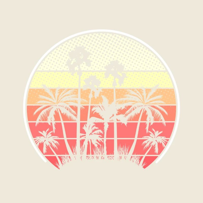 Tropical Sunset Palm Trees Silhouette
