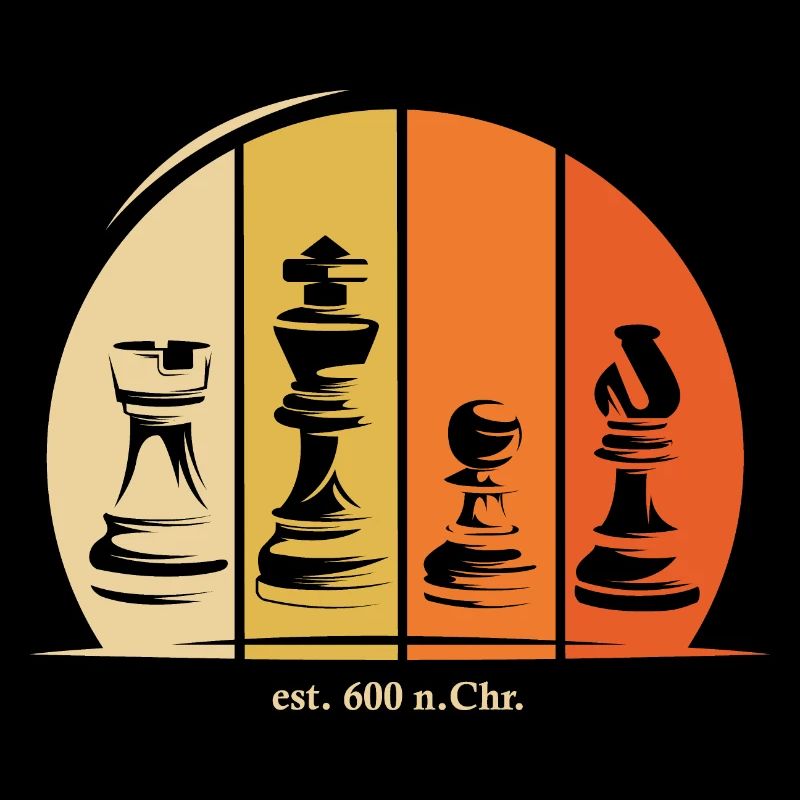 Schach Figuren Symbol Logo Geschichte retro