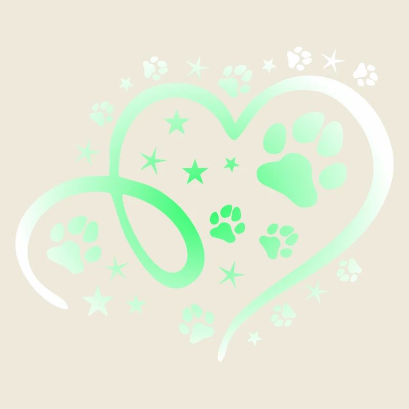 Herz mit Pfötchen und Sternen