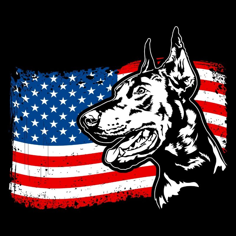 Dobermann Amerika Fahne Hunde Dobie Wilsigns