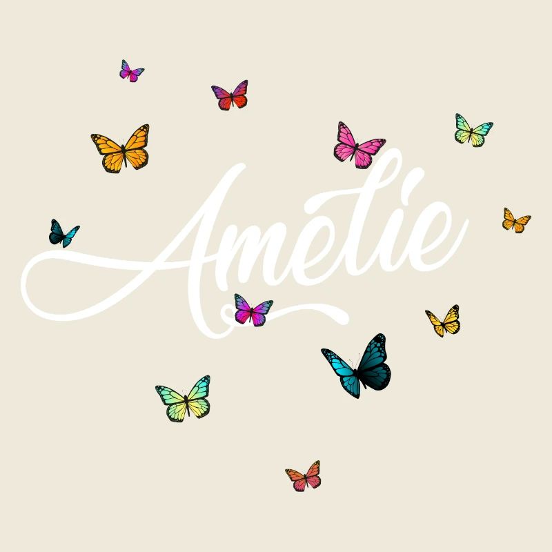 AMELIE - Mädchen Name mit bunten Schmetterlingen