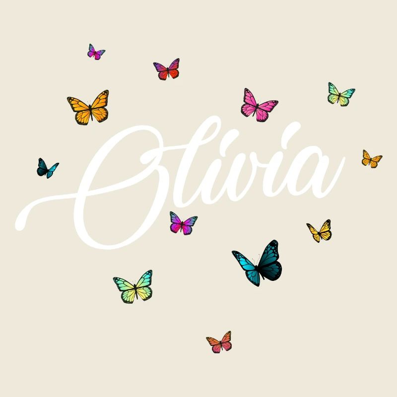 OLIVIA - Mädchen Name mit bunten Schmetterlingen