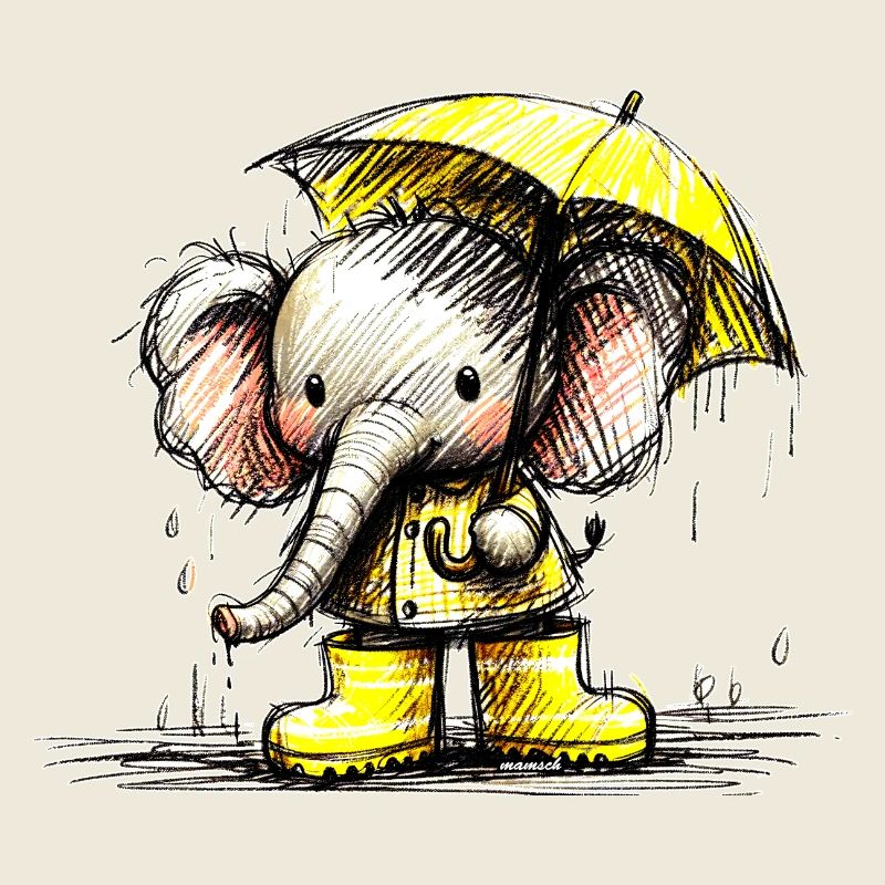 Elephant in the rain