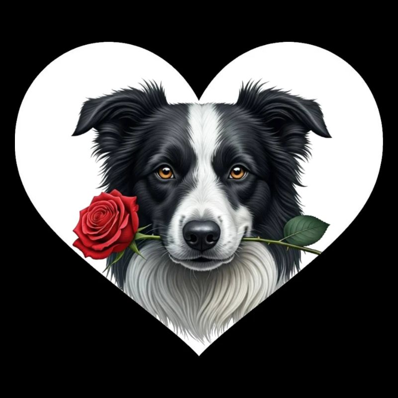 Border Collie mit Rose