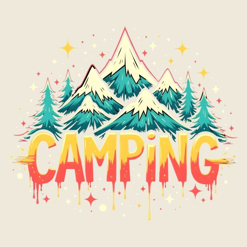 Lettrage rétro du camping de montagne