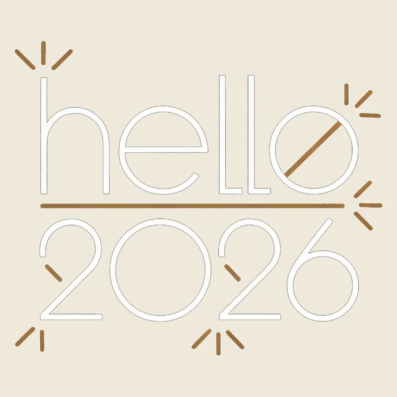 Hello 2026 Neon Line Art