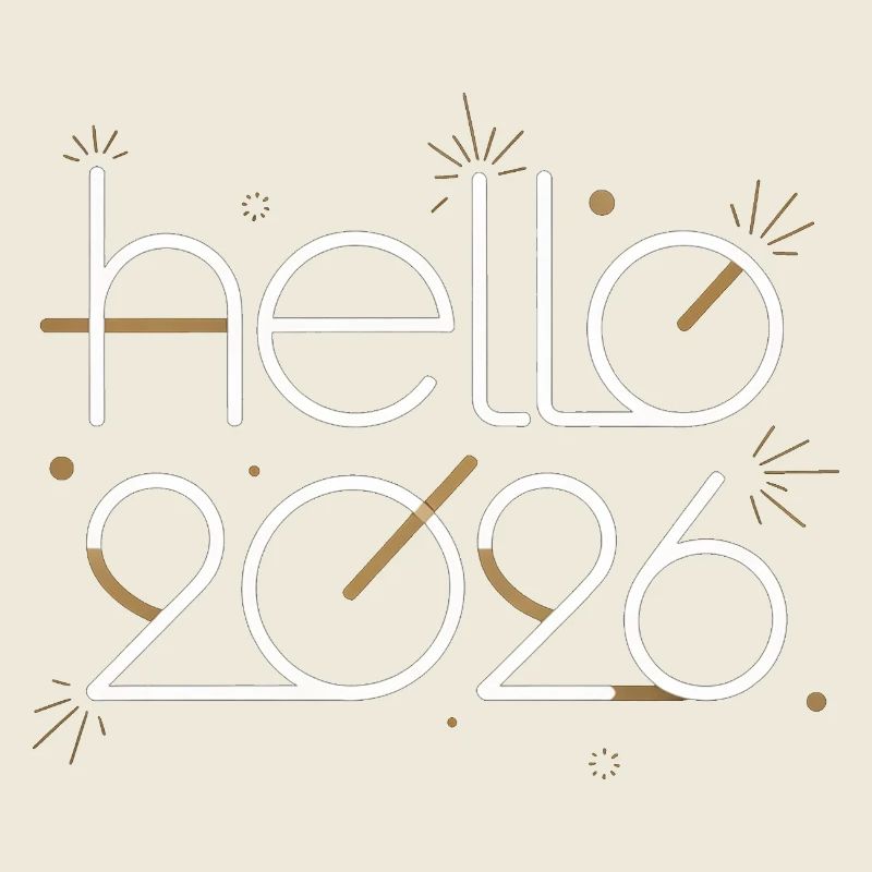 Hello 2026 Neon Outline