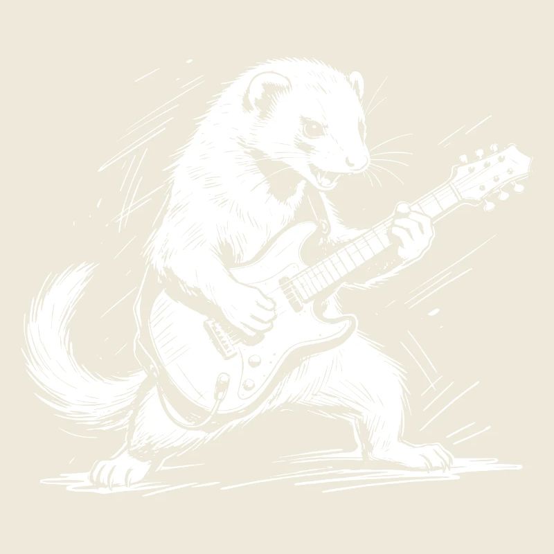 Frettchen mit Rock-Gitarre
