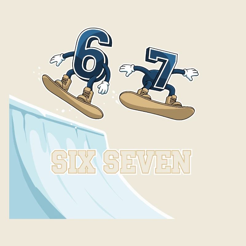 67 Six Seven Meme Snowboarding Lustig 