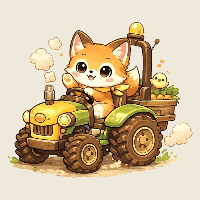 Renard sur le tracteur
