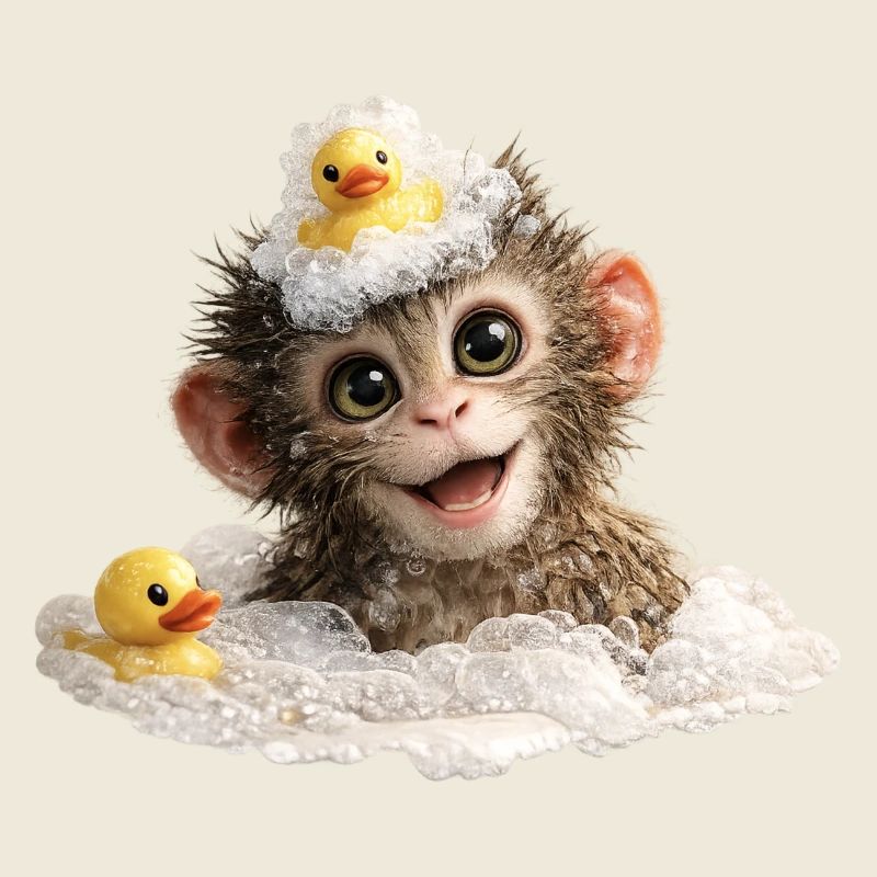 Bathing Time Monkey with Rubber Duck