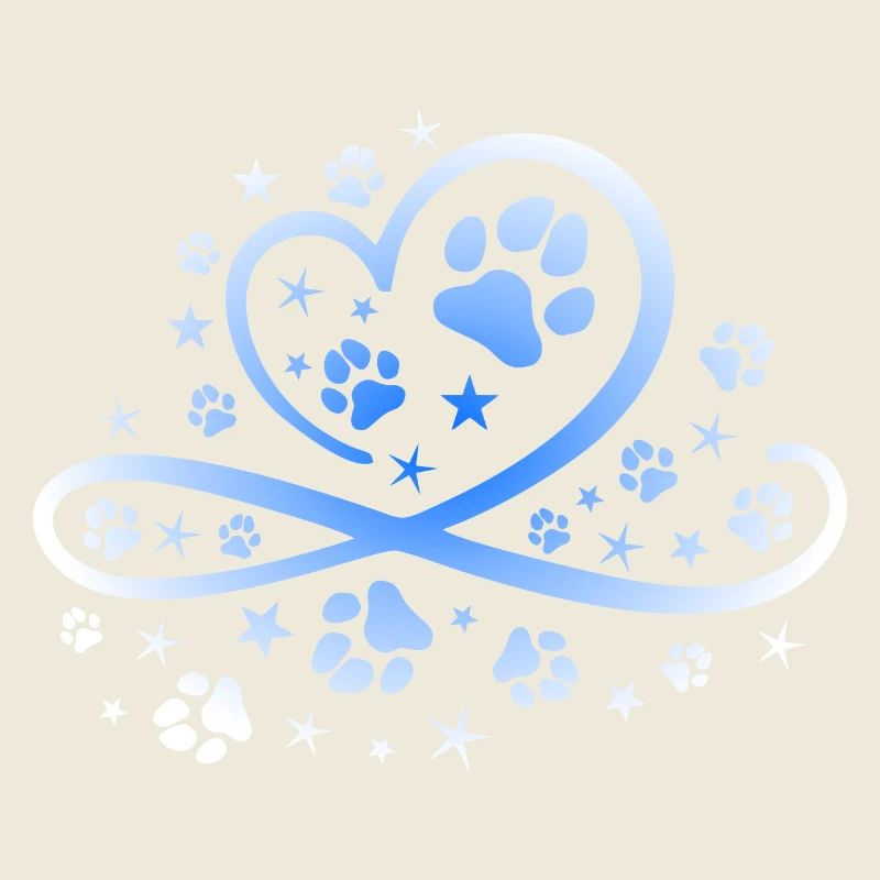 Herz mit Pfötchen und Sternen