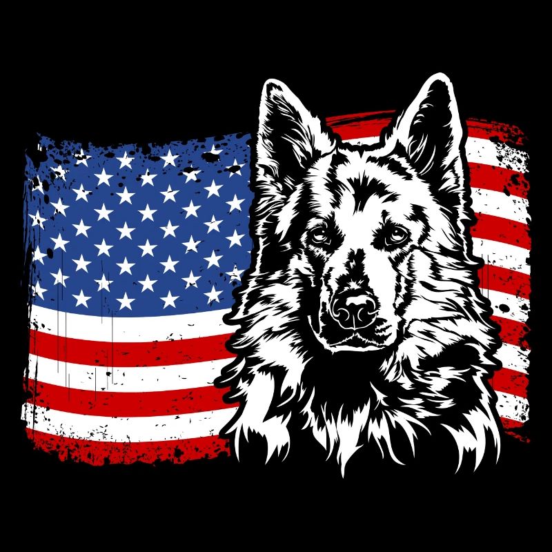 Weisser Schweizer Schäferhund Amerika Fahne Hunde