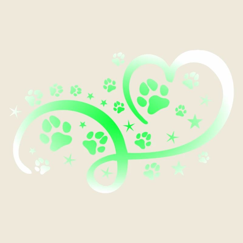 Herz mit Pfötchen und Sternen