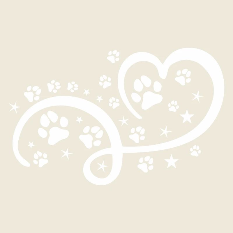 Herz mit Pfötchen und Sternen