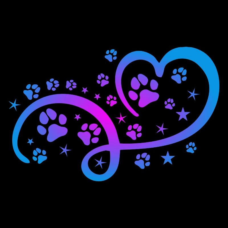 Herz mit Pfötchen und Sternen