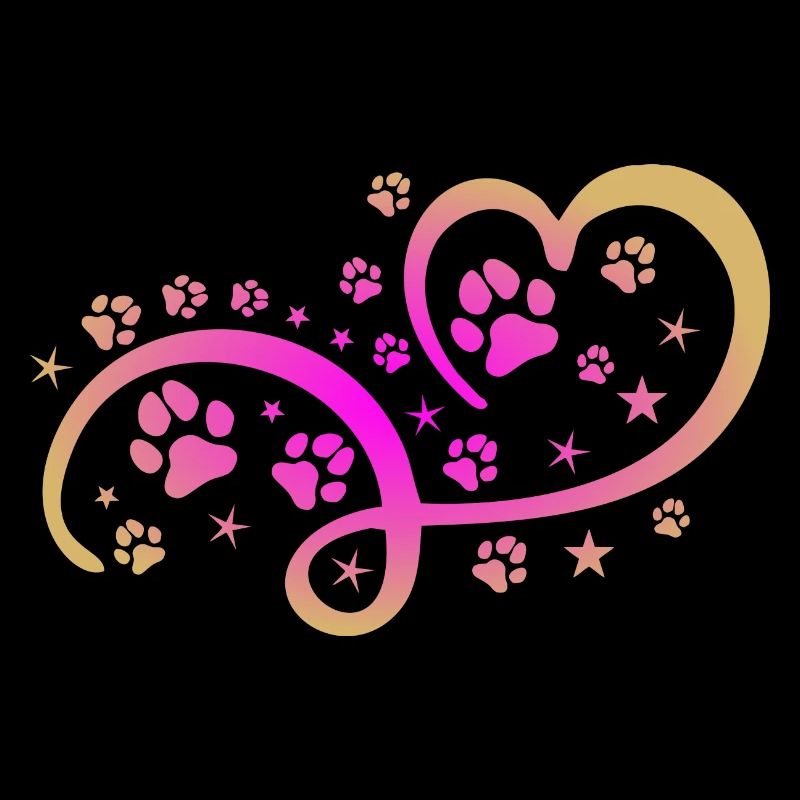 Herz mit Pfötchen und Sternen