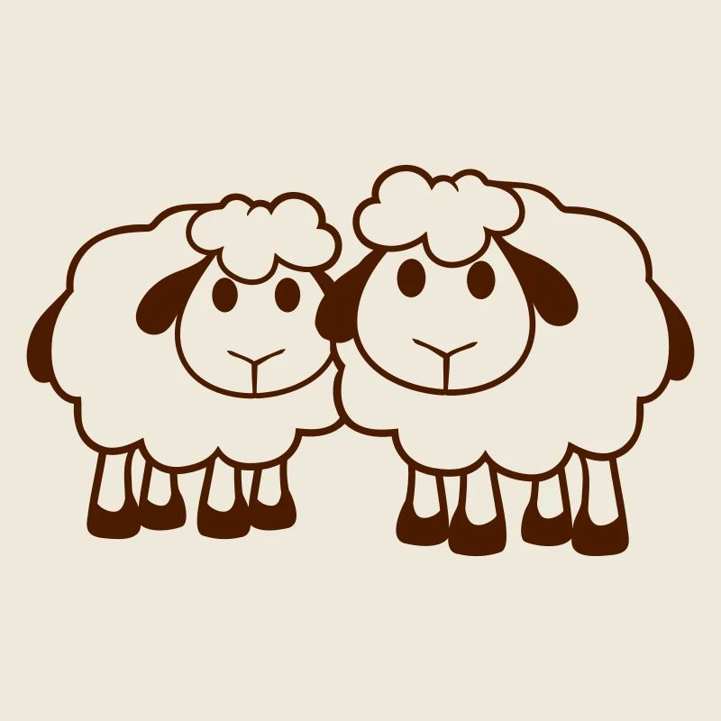 Deux Moutons Amis Équipe Équipage Mignon Petit Bébé Cher