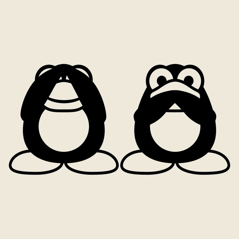 2 Pingouins ne parlant rien Voir Muet Aveugles Amis
