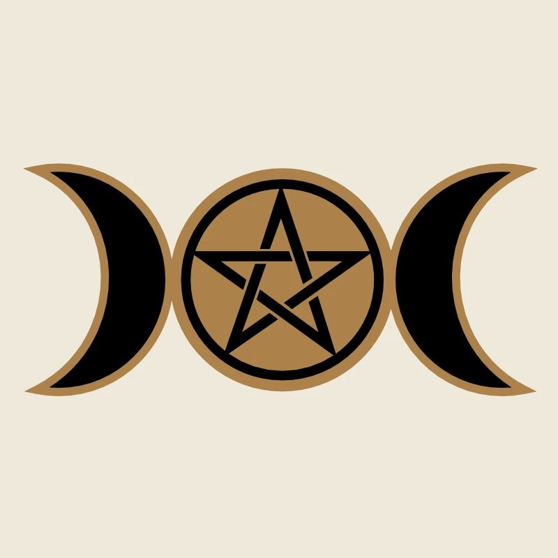 Pentacle, Pentagramme- lune triple Wicca, amulette