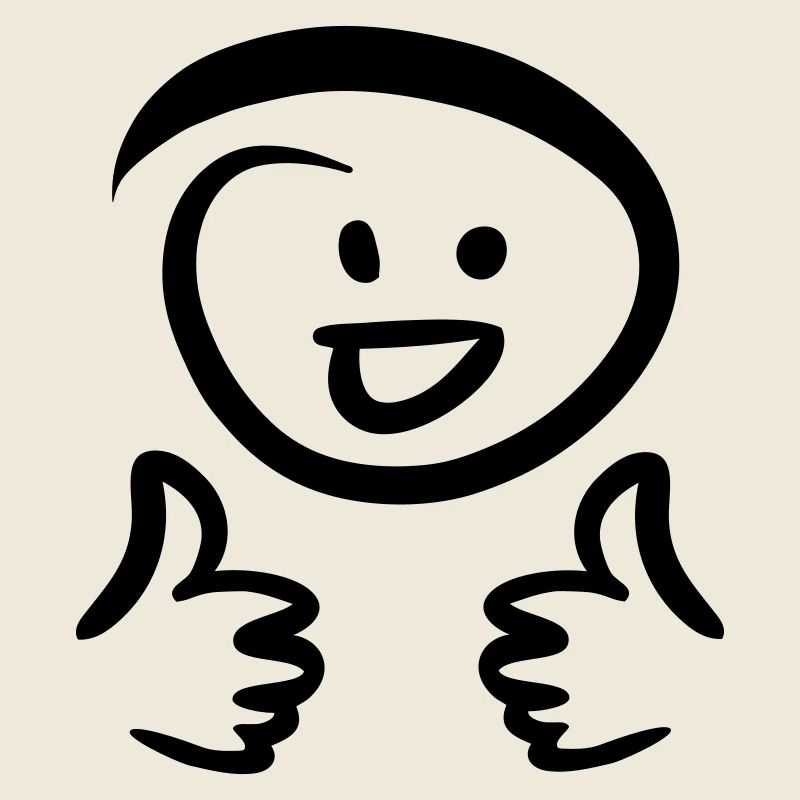 Face laughs, shows two thumbs up. Emoticon.