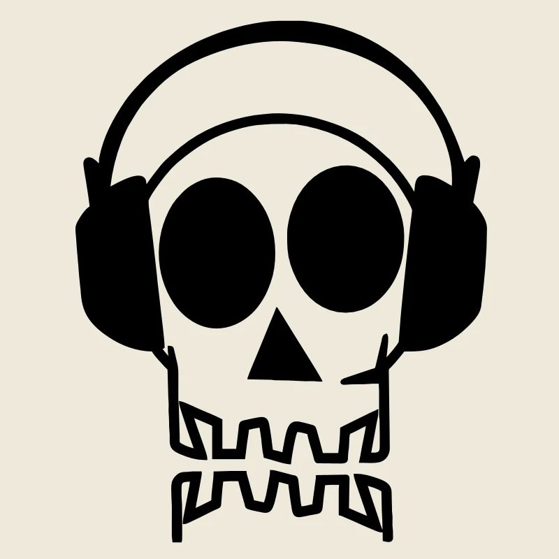 totenkopf mit kopfhörer