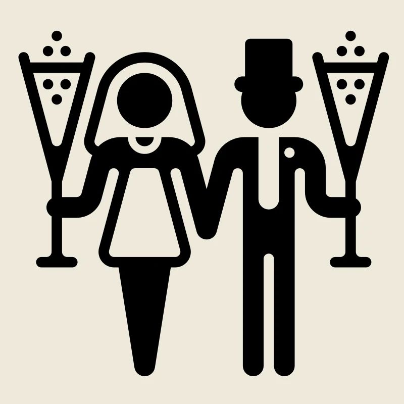 Couple marié avec vin mousseux (mariage)