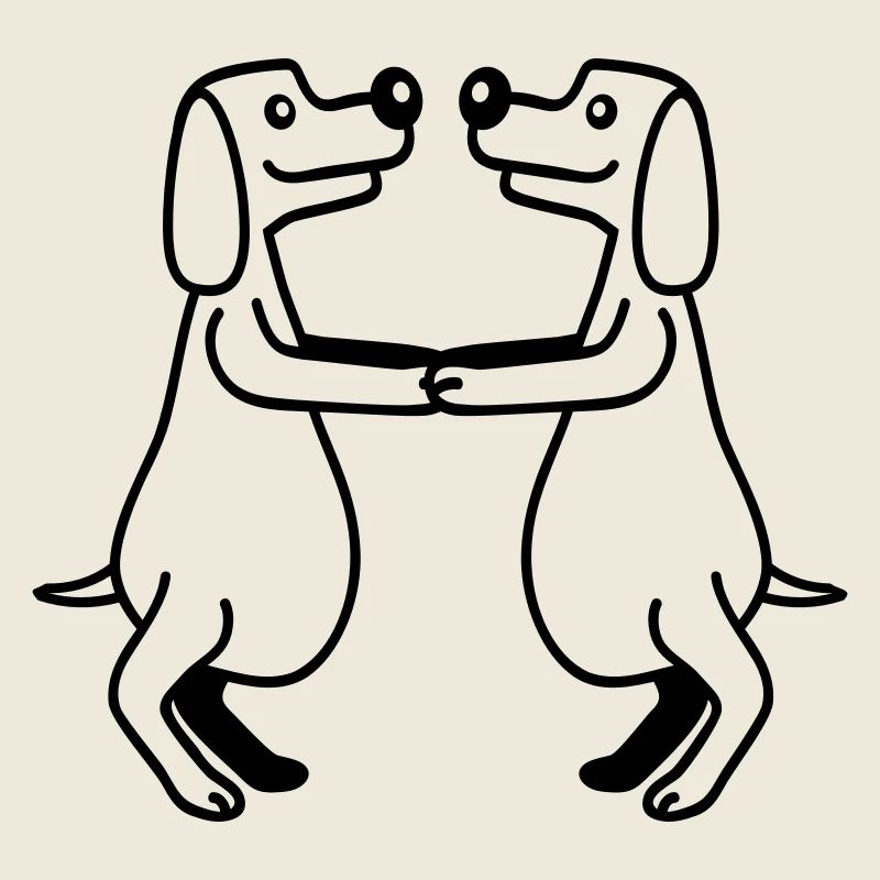 2 chiens gros ventre en surpoids dansant ensemble