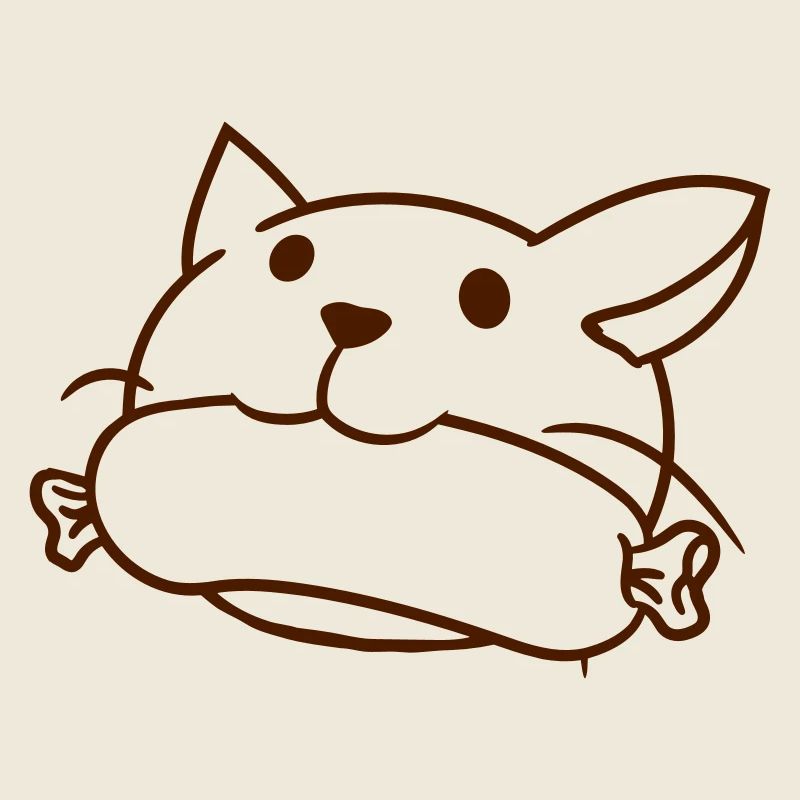 Cute Cat Eats Sausage Mouth Eats Sausage Head
