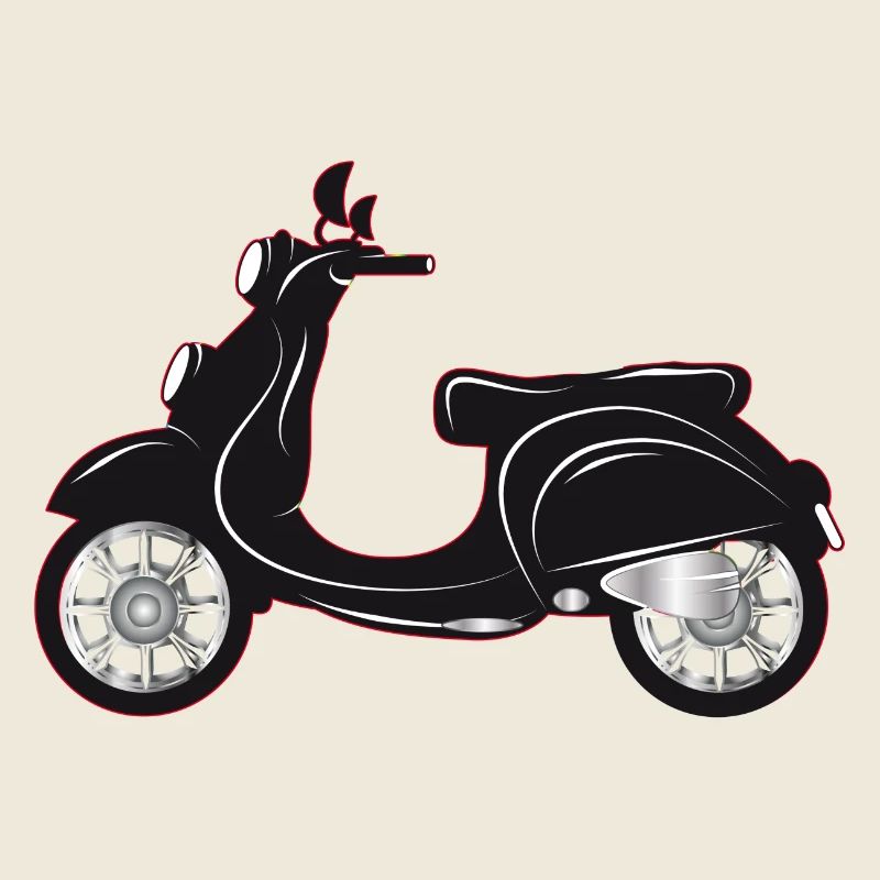 Ein schwarzer Motorroller mit farbigem Rand