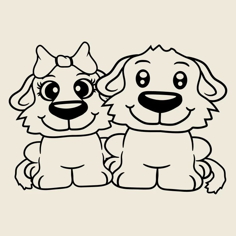 2 Équipe de chiens Deux amis Amour Couple Amoureux