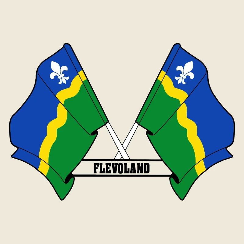 Two flags text FLEVOLAND