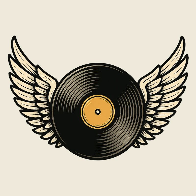 Disque vinyle avec piano à queue | Conception d’ailes en vinyle