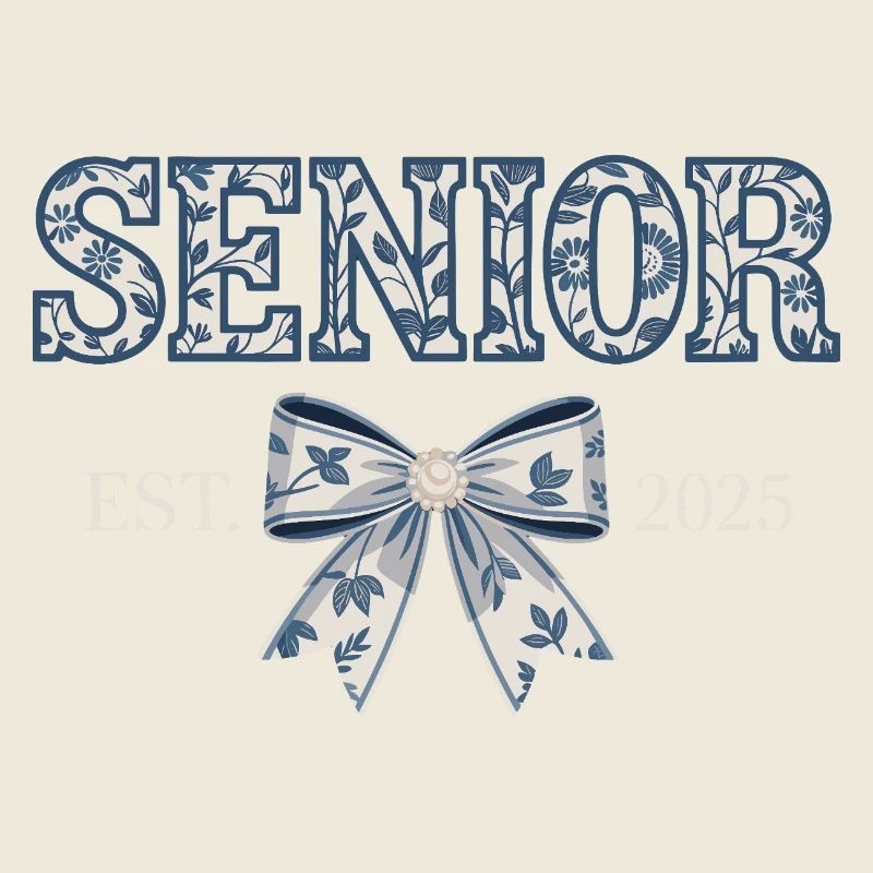 Senior Est 2025 Floral Bow Classe de diplômés