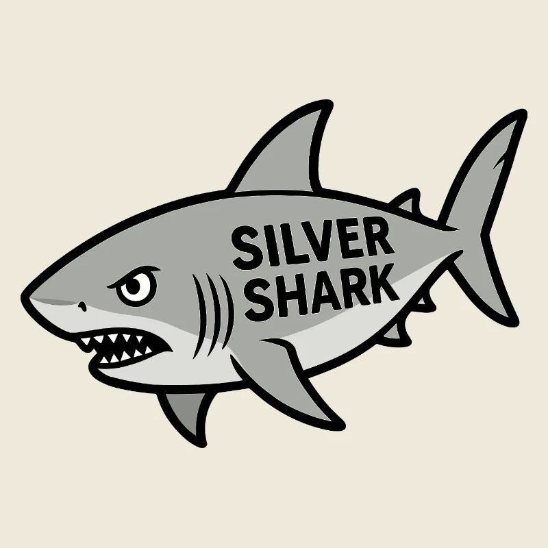 dessin animé requin argent texte requin poisson mer maléfique