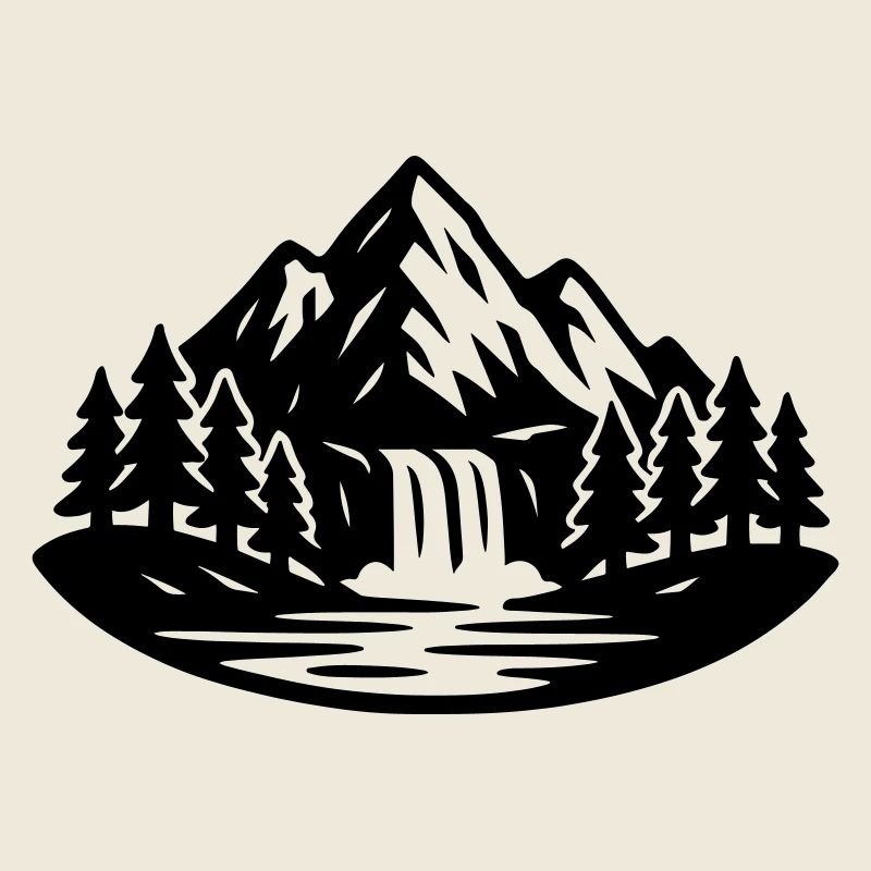 Berge Landschaft Wald Wasserfall