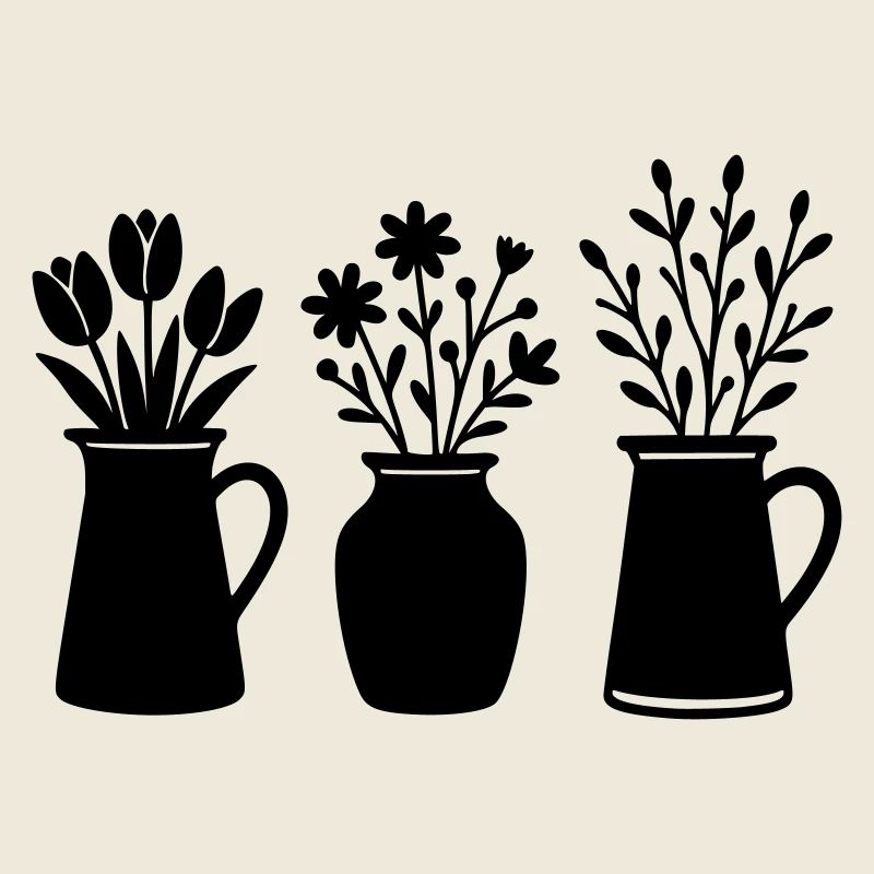 Three Vases with Flowers – Spring Motif
