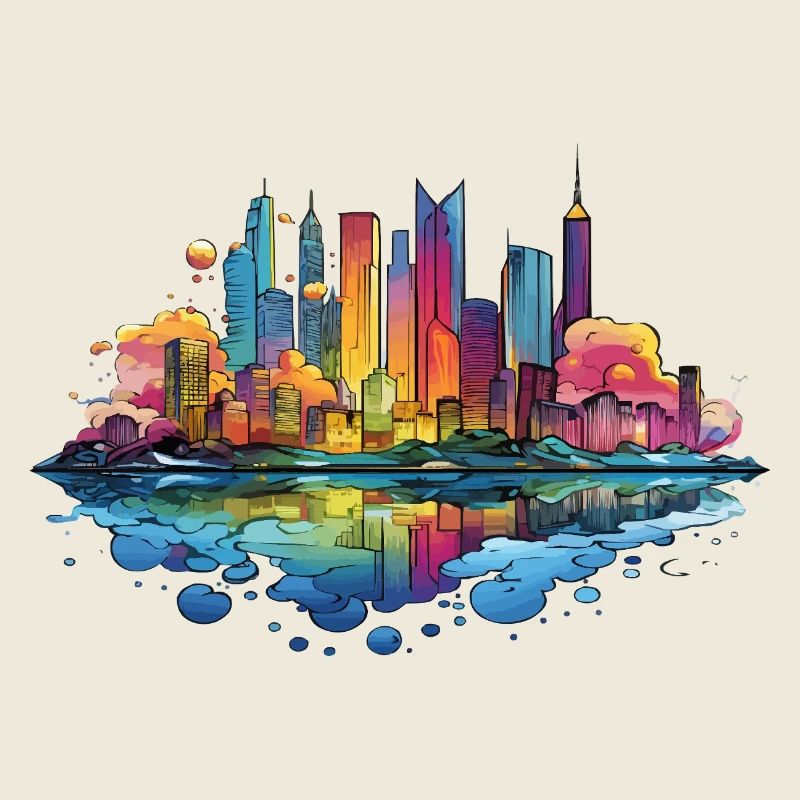 Colorful Skyline Reflection