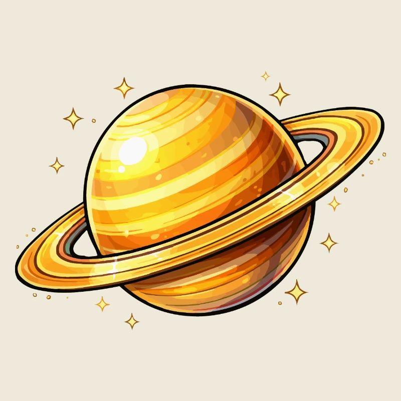 Saturn with glowing rings