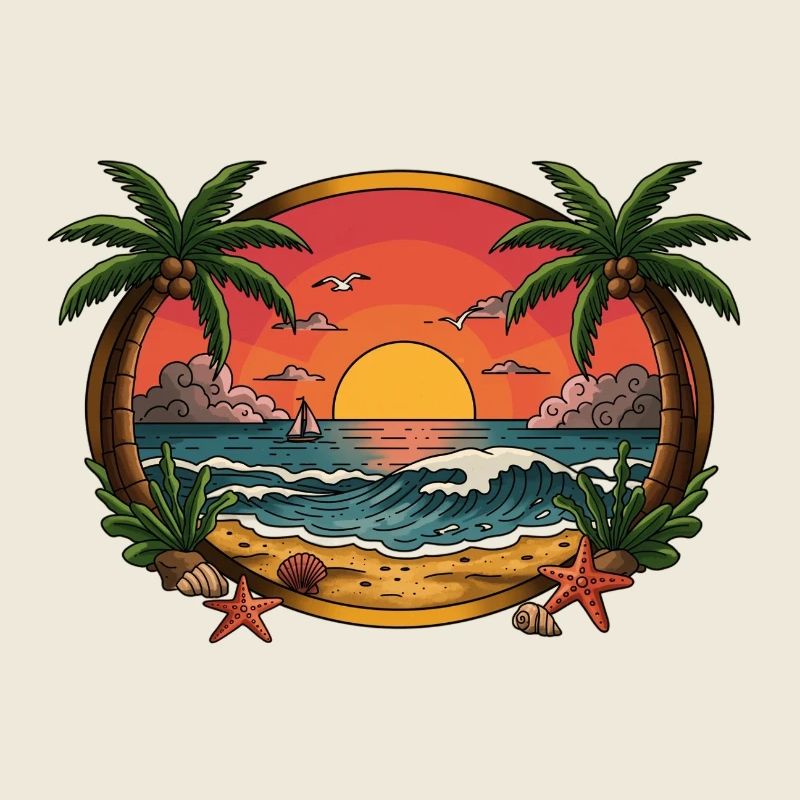 Cercle d’onde du coucher de soleil tropical