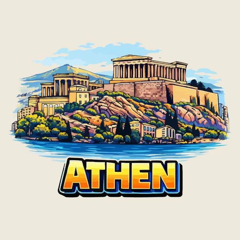 Illustration de l’île de l’Acropole d’Athènes