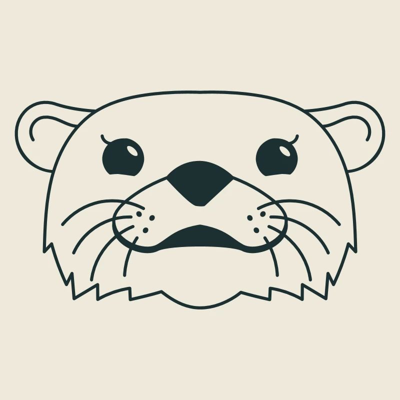 Visage de loutre en forme noire et blanche