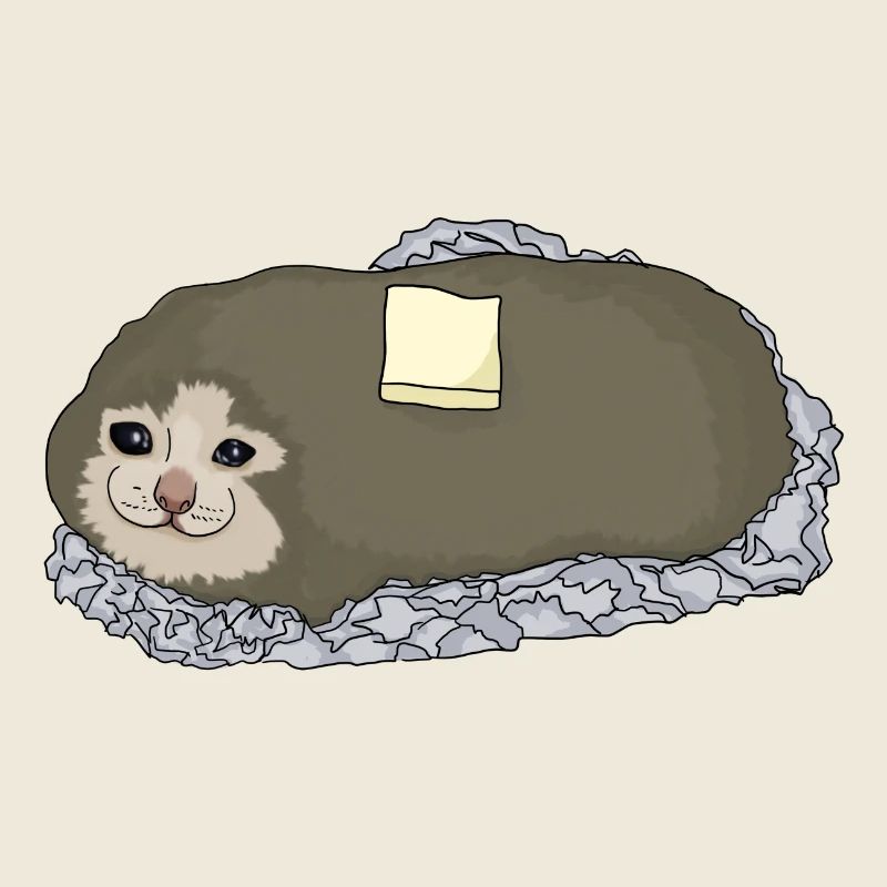 illustration de mème de chat de pomme de terre triste
