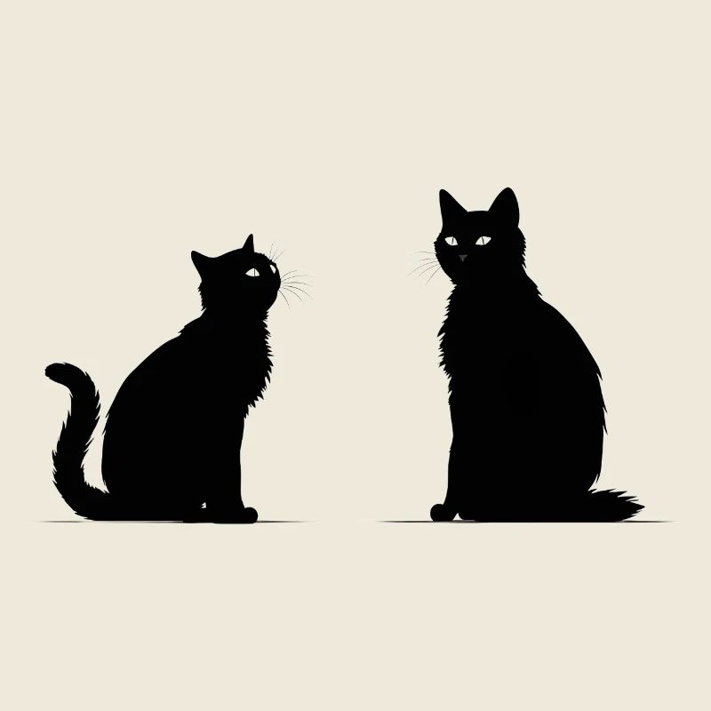 Silhouette noire de deux chats.