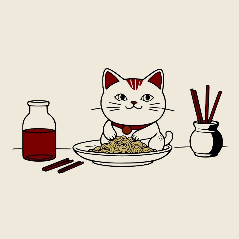 Cat and ramen