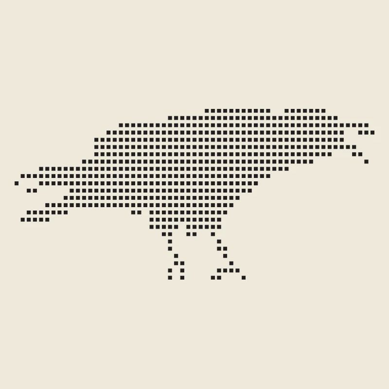 Raven Pixel Dot Silhouette