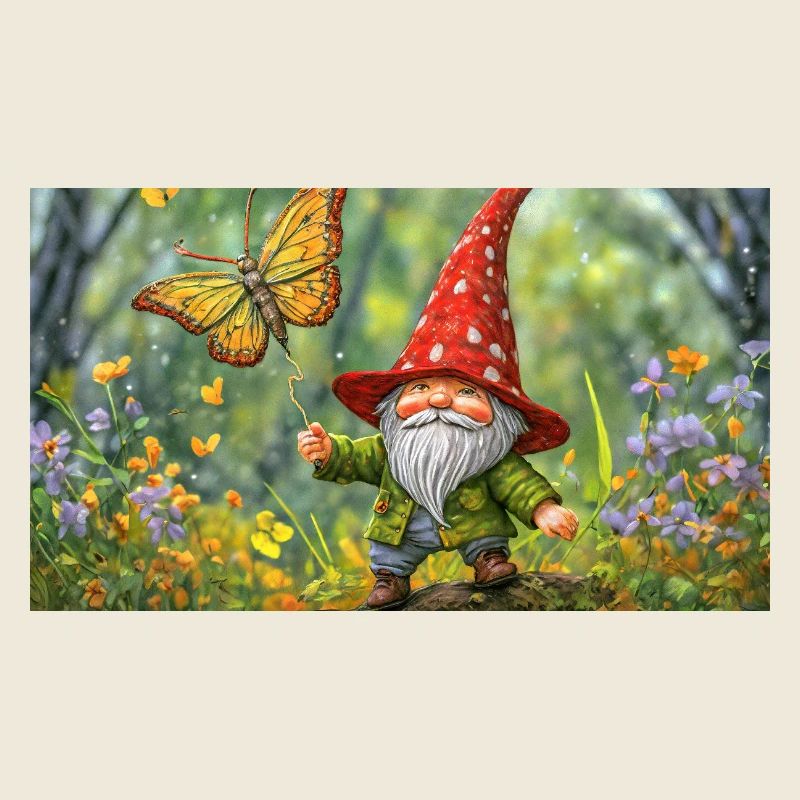 mignon petits gnomes vie quotidienne papillon volant