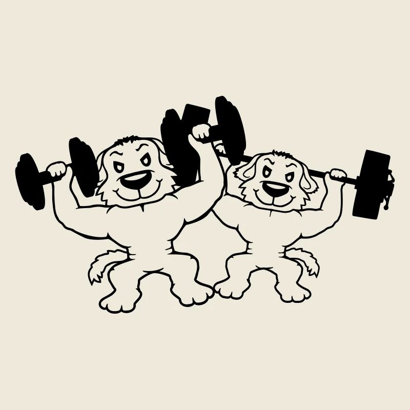 2 Hunde Bodybuilder Stark Muskeln Gym Gewichtheben