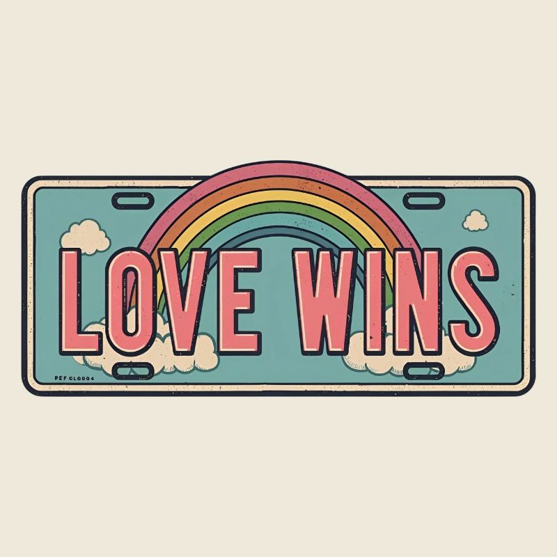 L'amour gagne – Conception de plaque d'immatriculation arc-en-ciel