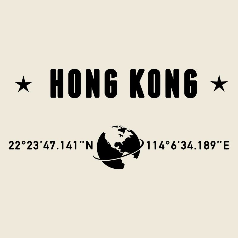 Hong Kong Coordinates Black Typography